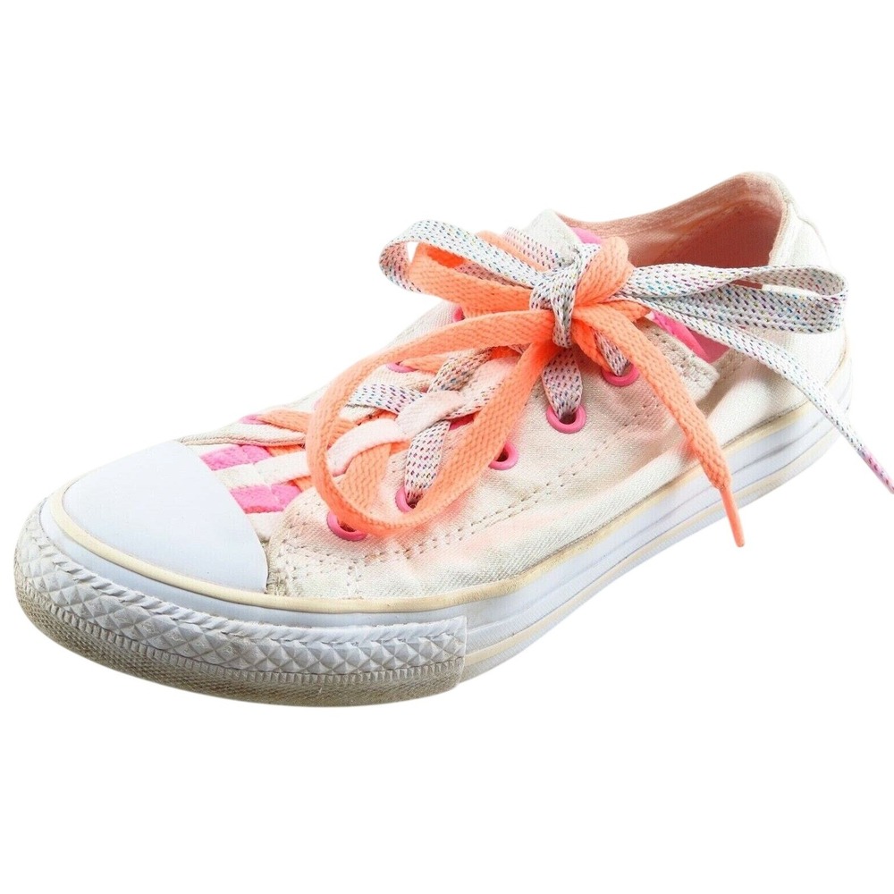 Converse All Star Girls Shoes Size‎ 2 M Off White Low top Fabric